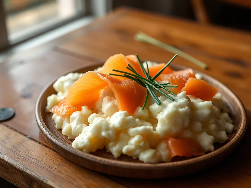 Silken Scrambled Eggs with authentic Smoked Salmon