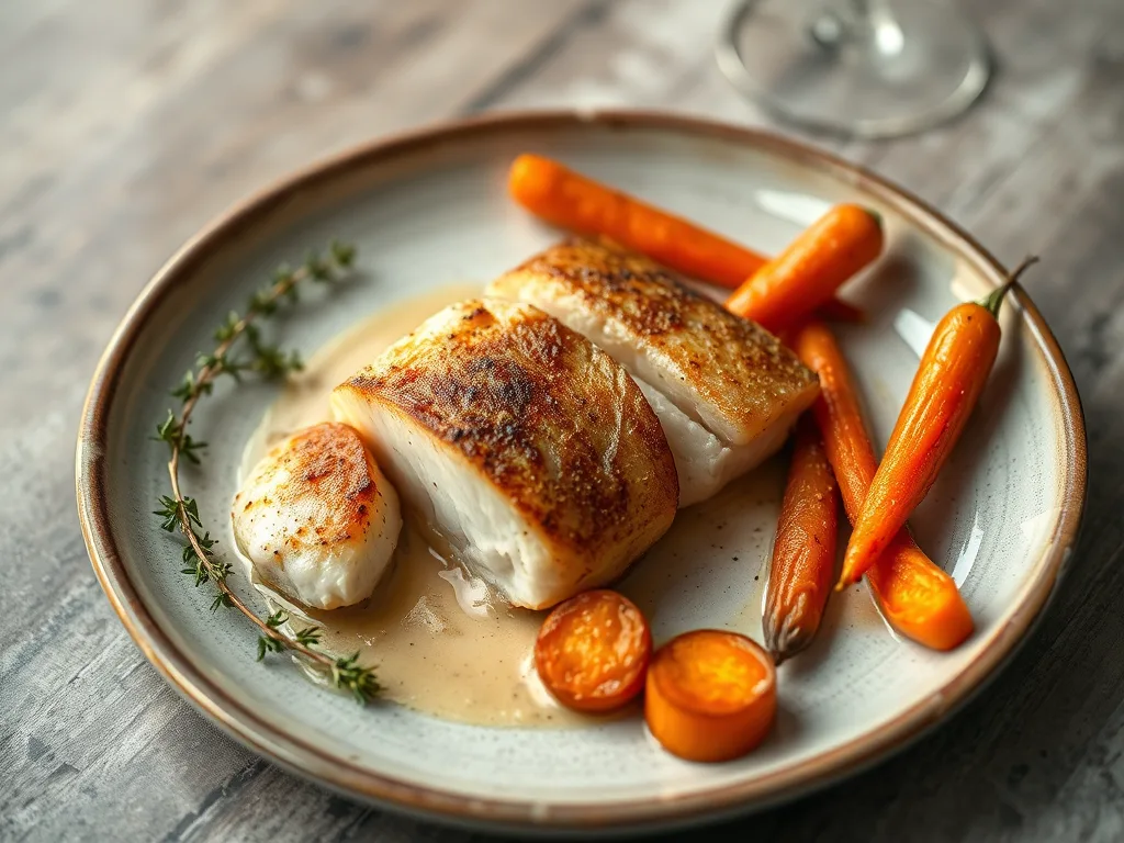 Sun-Drenched Baked Sea Bass with Honey-Glazed Roasted Carrots