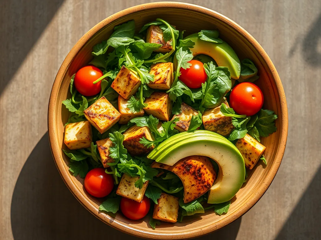 Sun-Drenched Arugula & Charred Tofu Salad