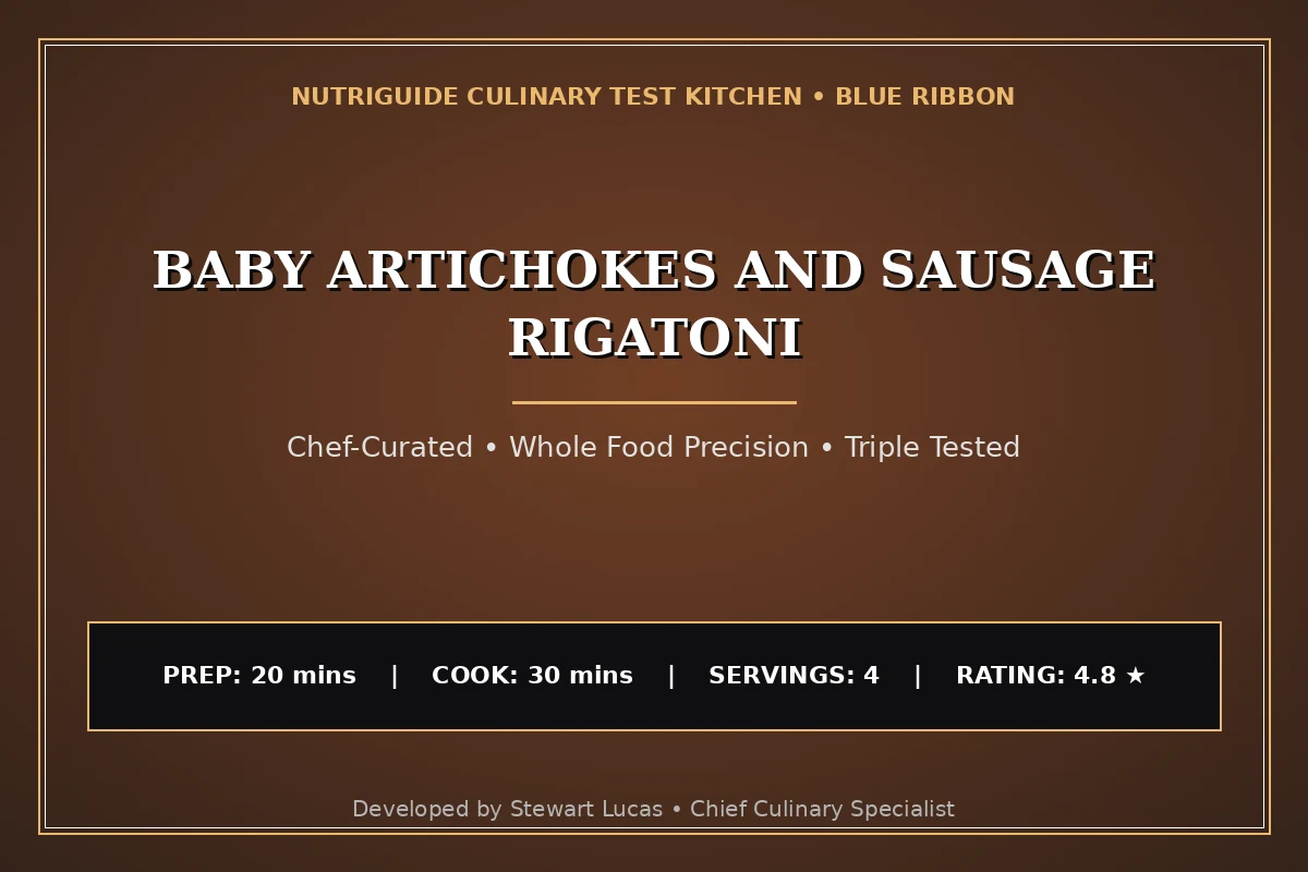 Baby Artichokes And Sausage Rigatoni
