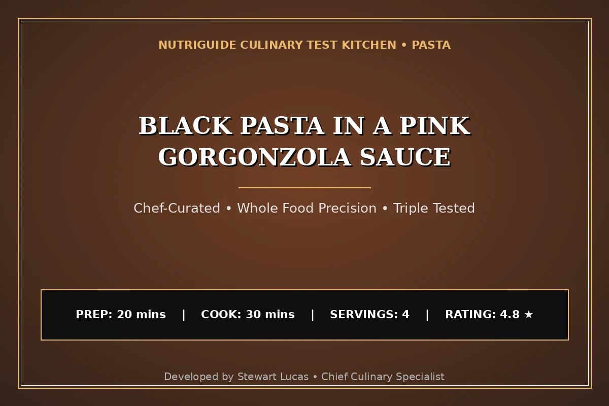 Black Pasta In A Pink Gorgonzola Sauce