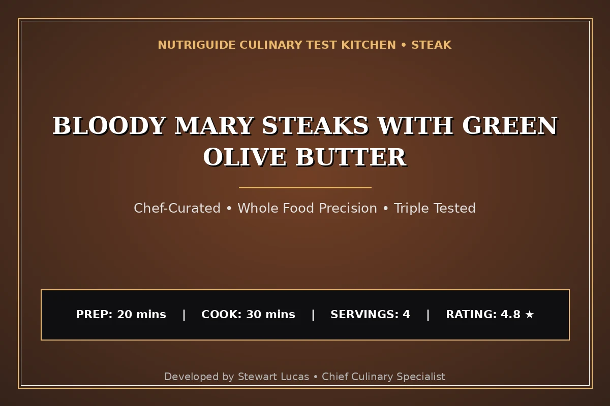 Bloody Mary Steaks With Green Olive Butter