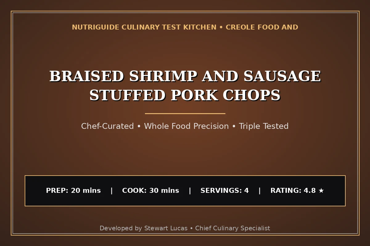 Braised Shrimp And Sausage Stuffed Pork Chops