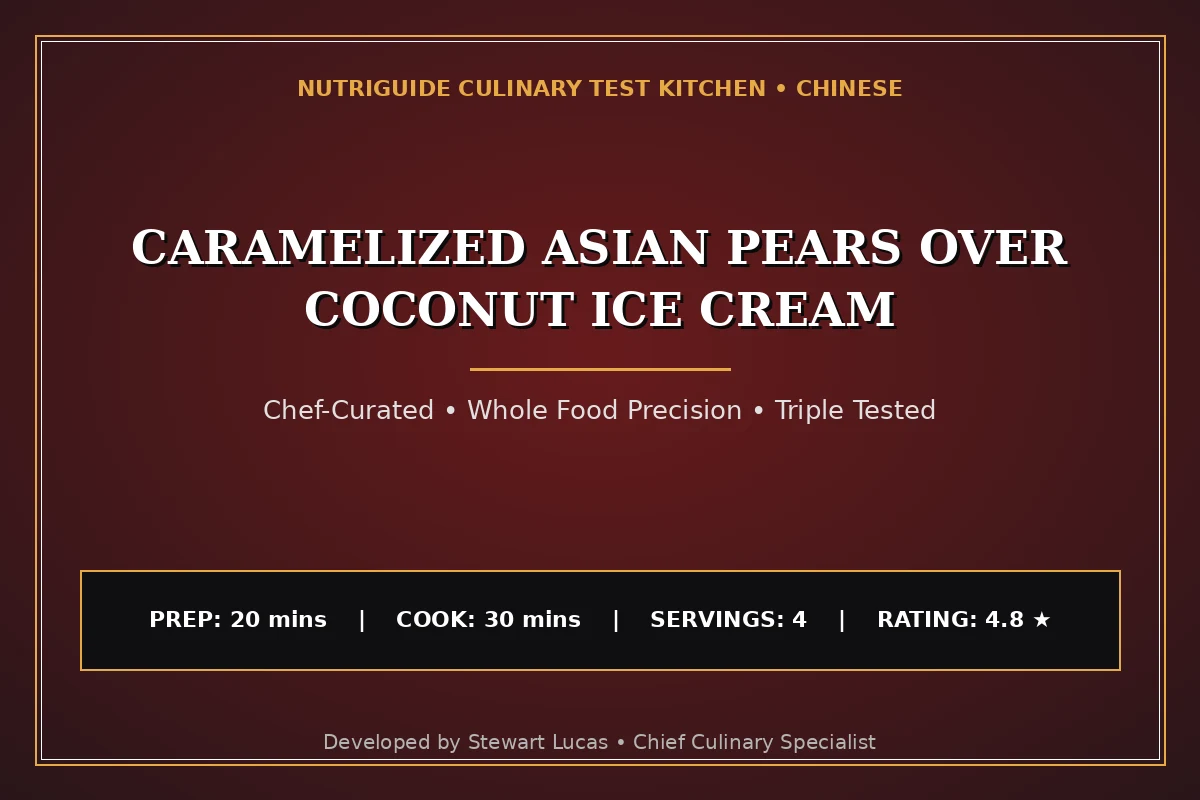 Caramelized Asian Pears Over Coconut Ice Cream
