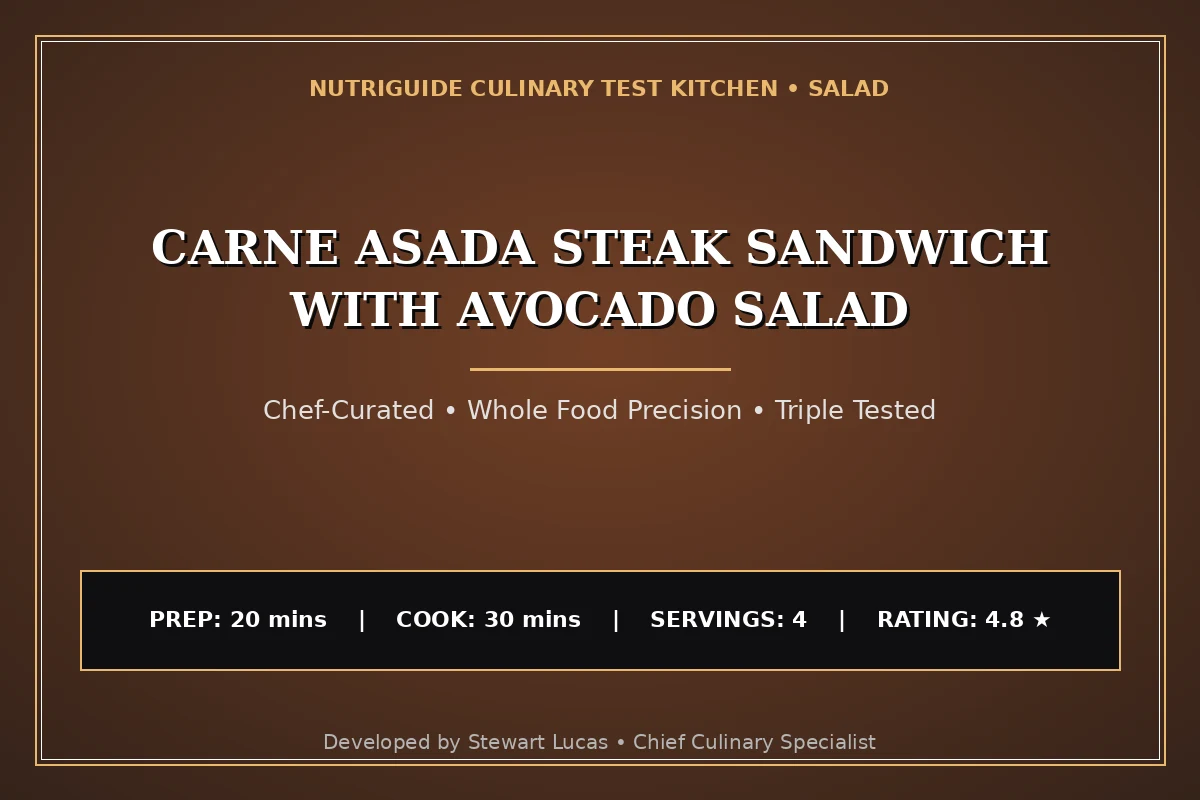 Carne Asada Steak Sandwich With Avocado Salad