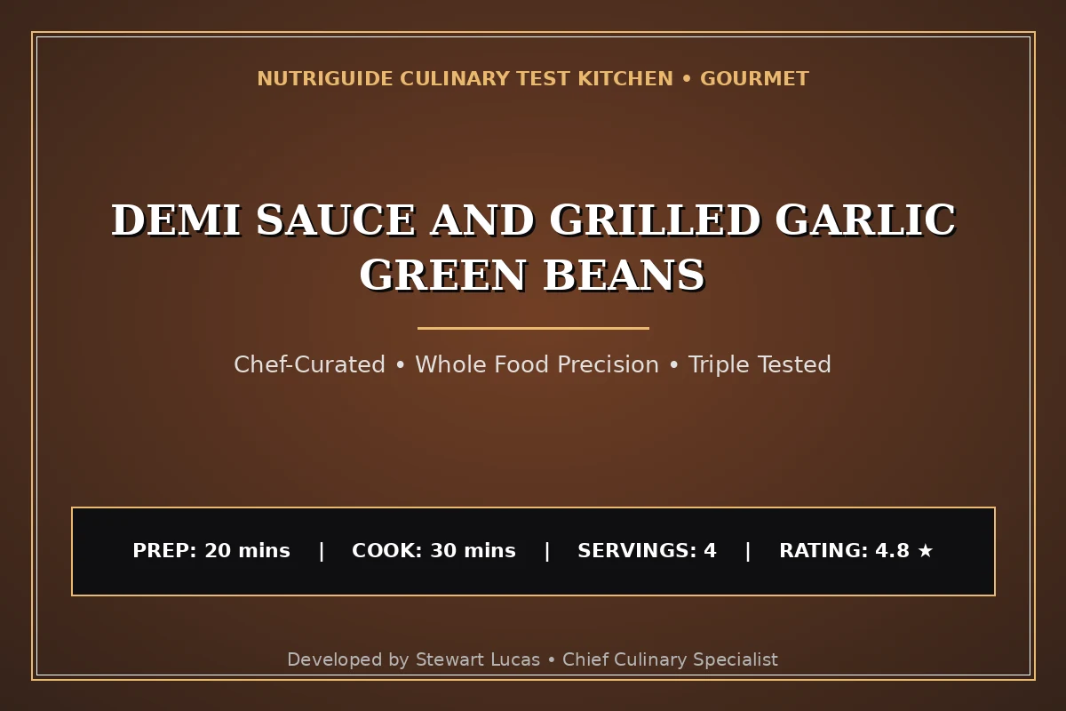 Demi Sauce And Grilled Garlic Green Beans