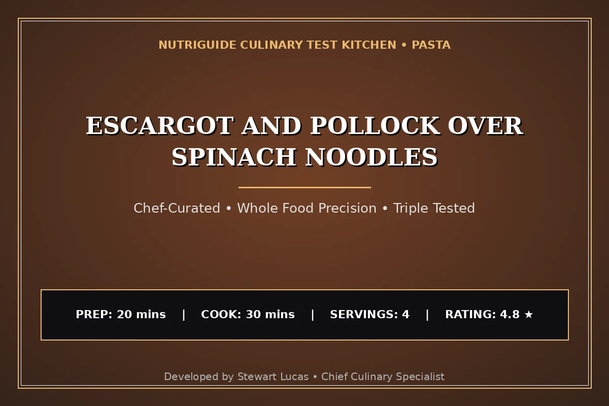 Escargot And Pollock Over Spinach Noodles