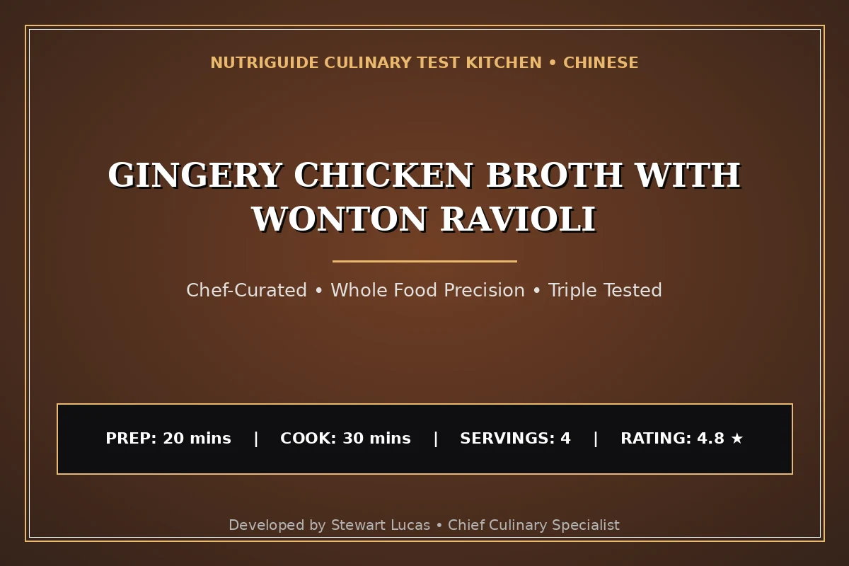 Gingery Chicken Broth With Wonton Ravioli