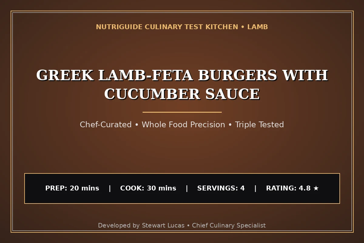 Greek Lamb-Feta Burgers With Cucumber Sauce