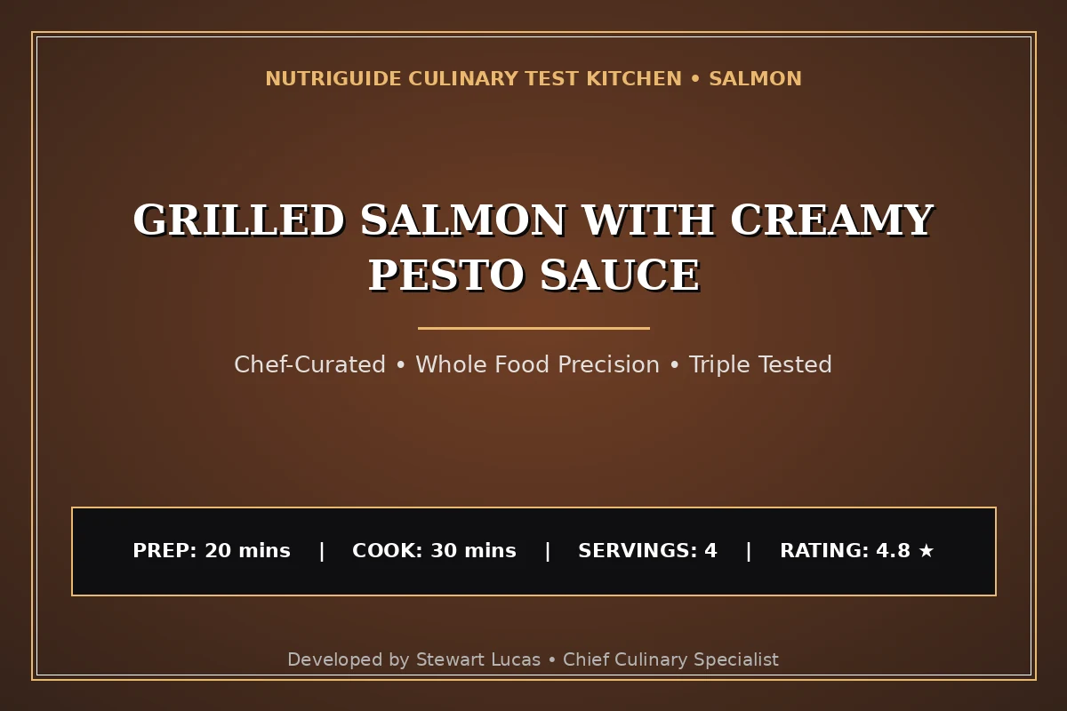 Grilled Salmon With Creamy Pesto Sauce
