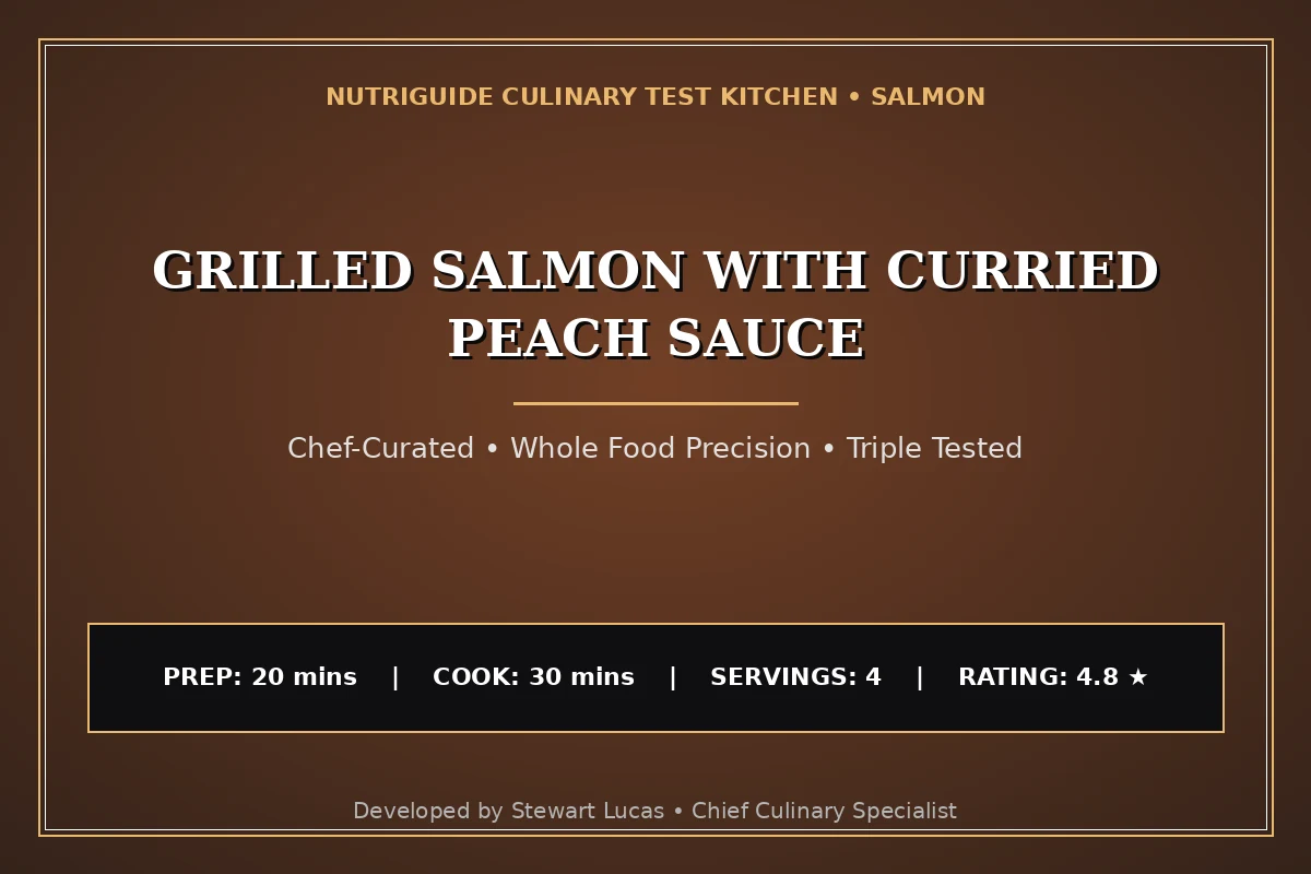 Grilled Salmon With Curried Peach Sauce