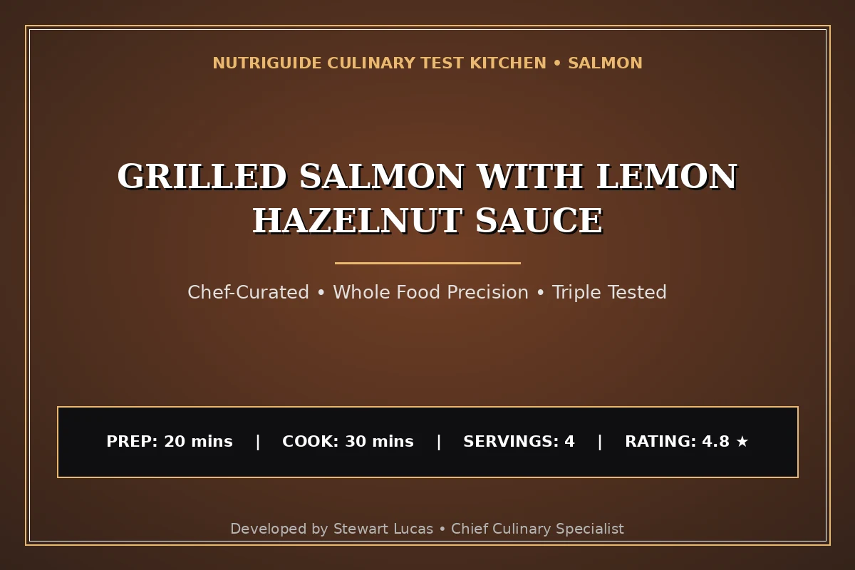 Grilled Salmon With Lemon Hazelnut Sauce