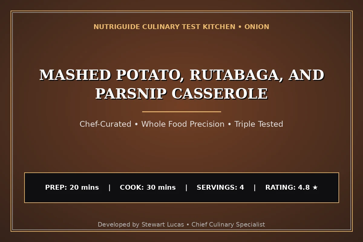 Mashed Potato, Rutabaga, And Parsnip Casserole