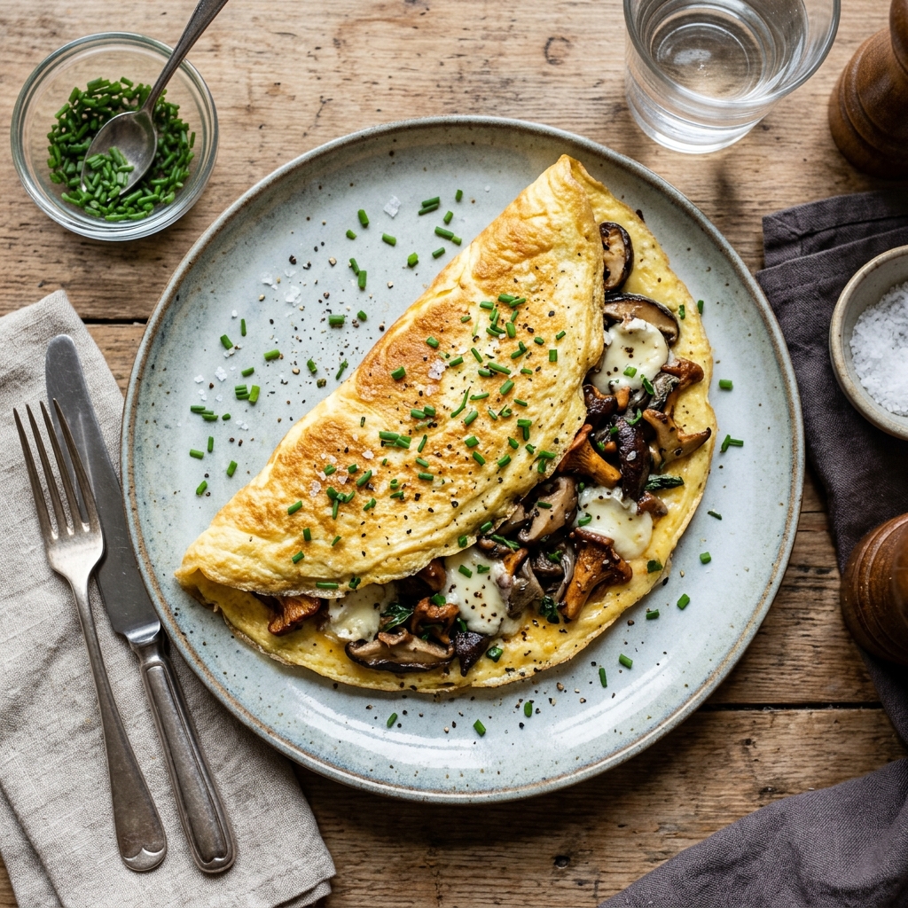 Mushroom and Goat Cheese Omelet