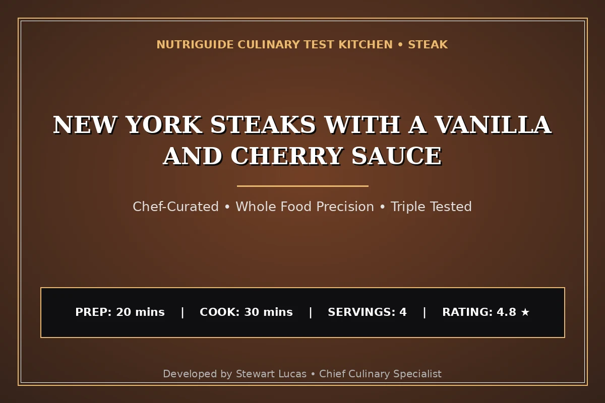 New York Steaks With A Vanilla And Cherry Sauce