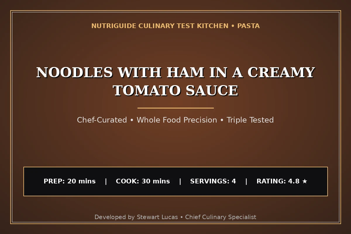 Noodles With Ham In A Creamy Tomato Sauce