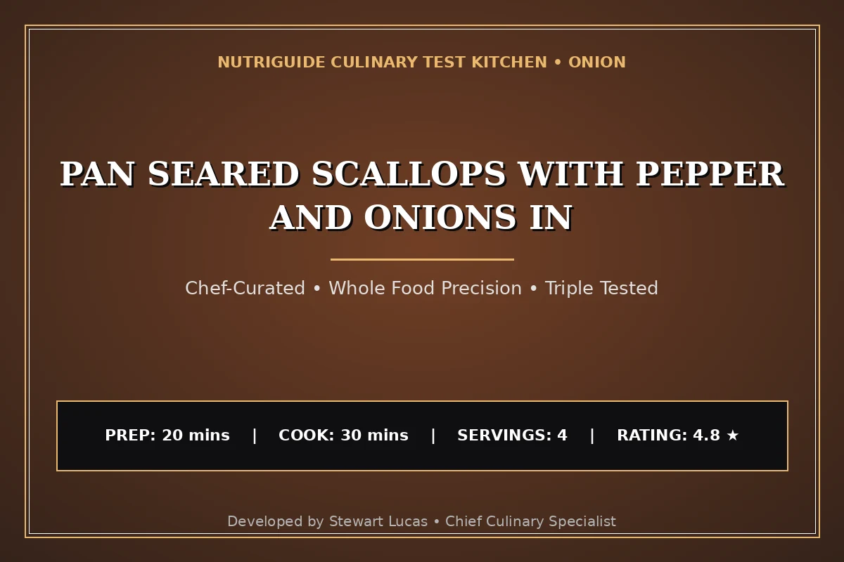 Pan Seared Scallops With Pepper And Onions In