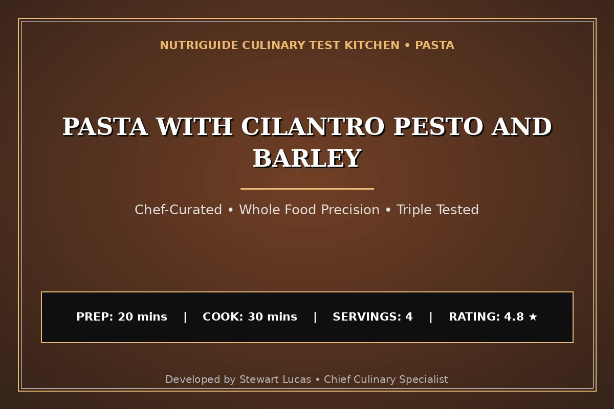 Pasta With Cilantro Pesto And Barley