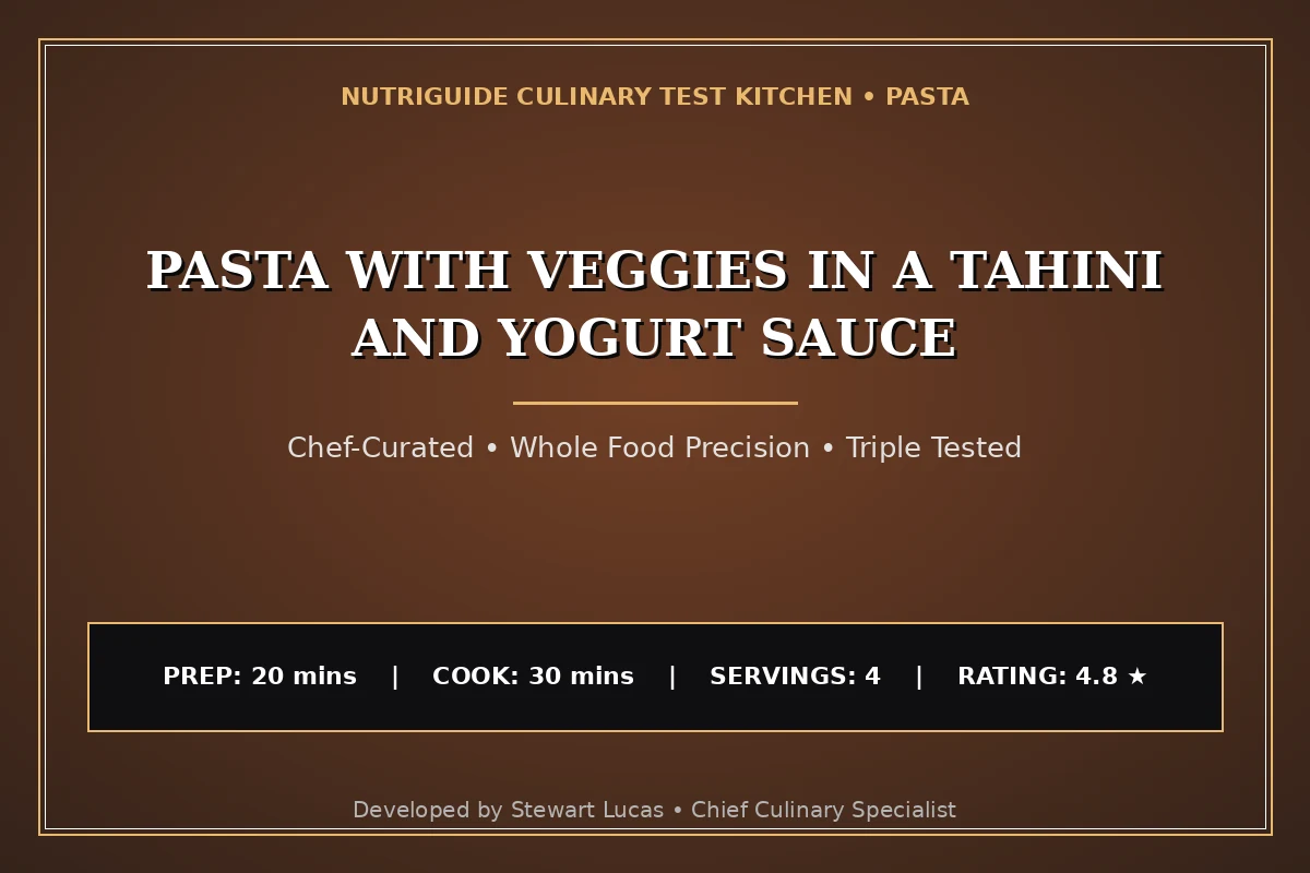 Pasta With Veggies In A Tahini And Yogurt Sauce