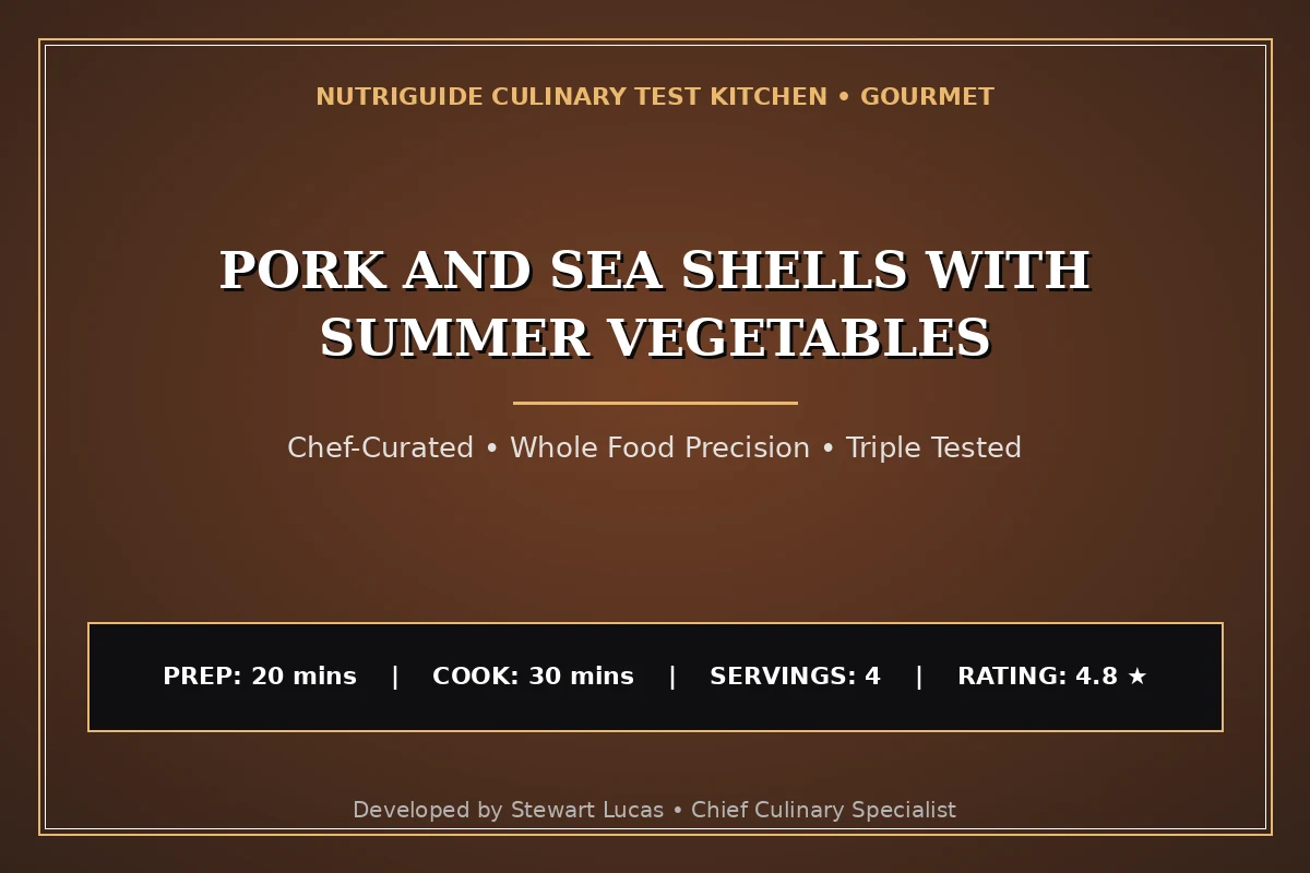 Pork And Sea Shells With Summer Vegetables