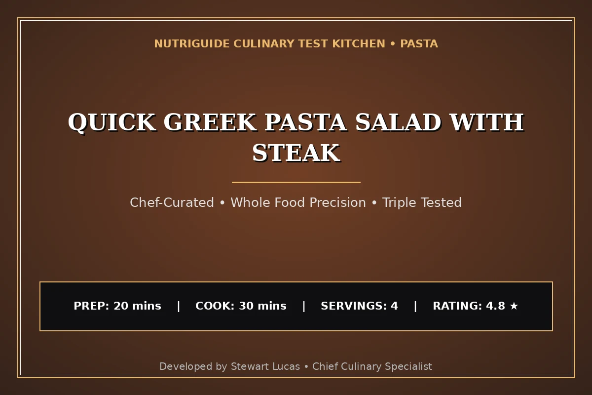 Quick Greek Pasta Salad With Steak