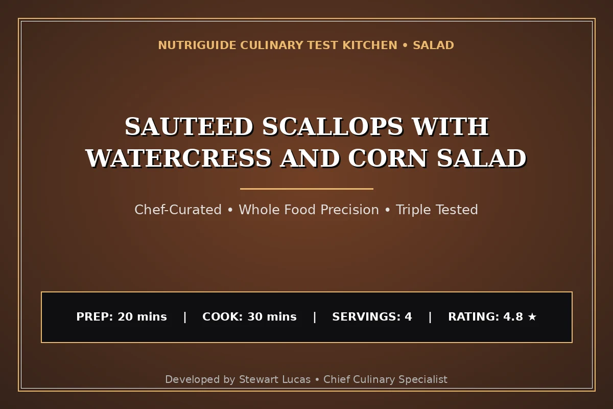 Sauteed Scallops With Watercress And Corn Salad