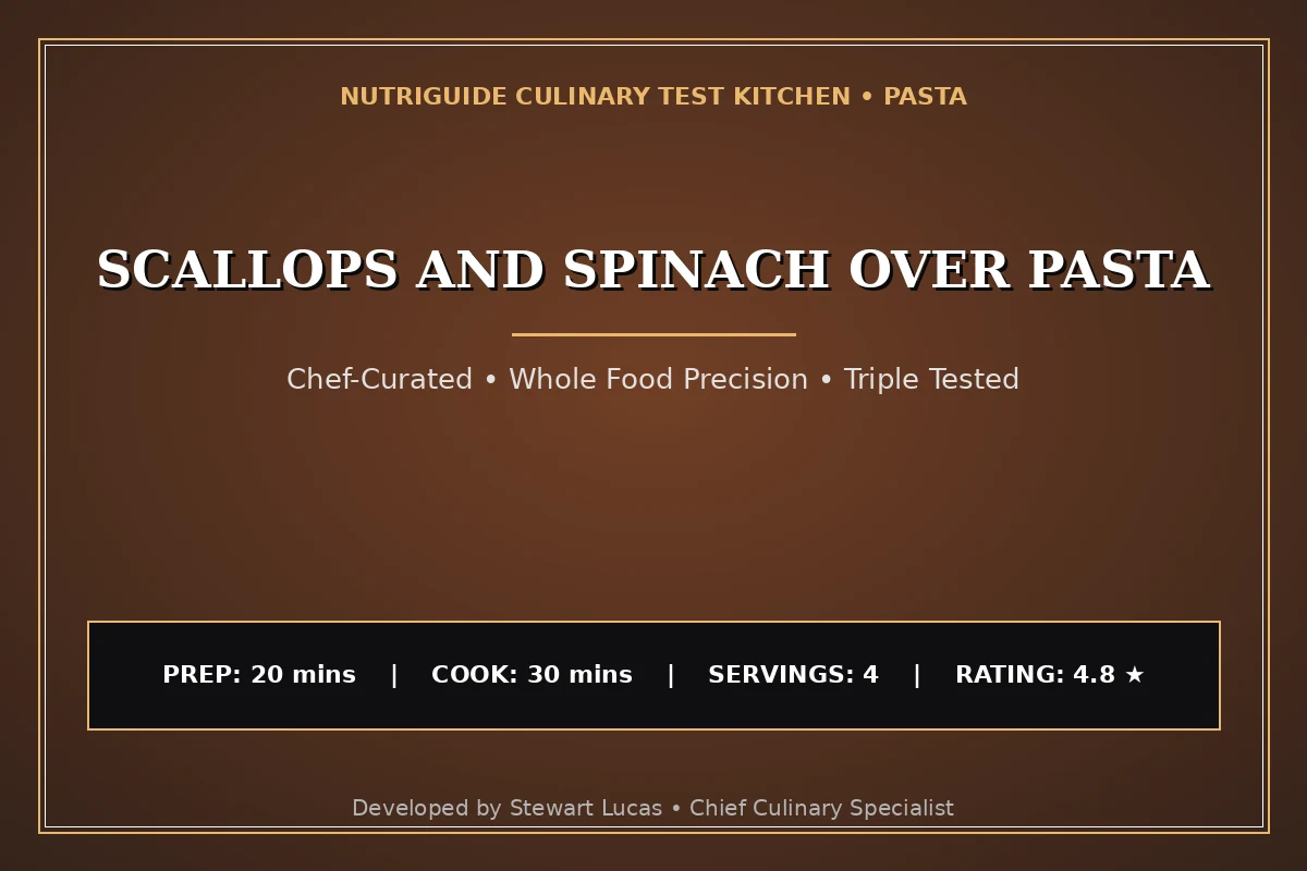 Scallops And Spinach Over Pasta