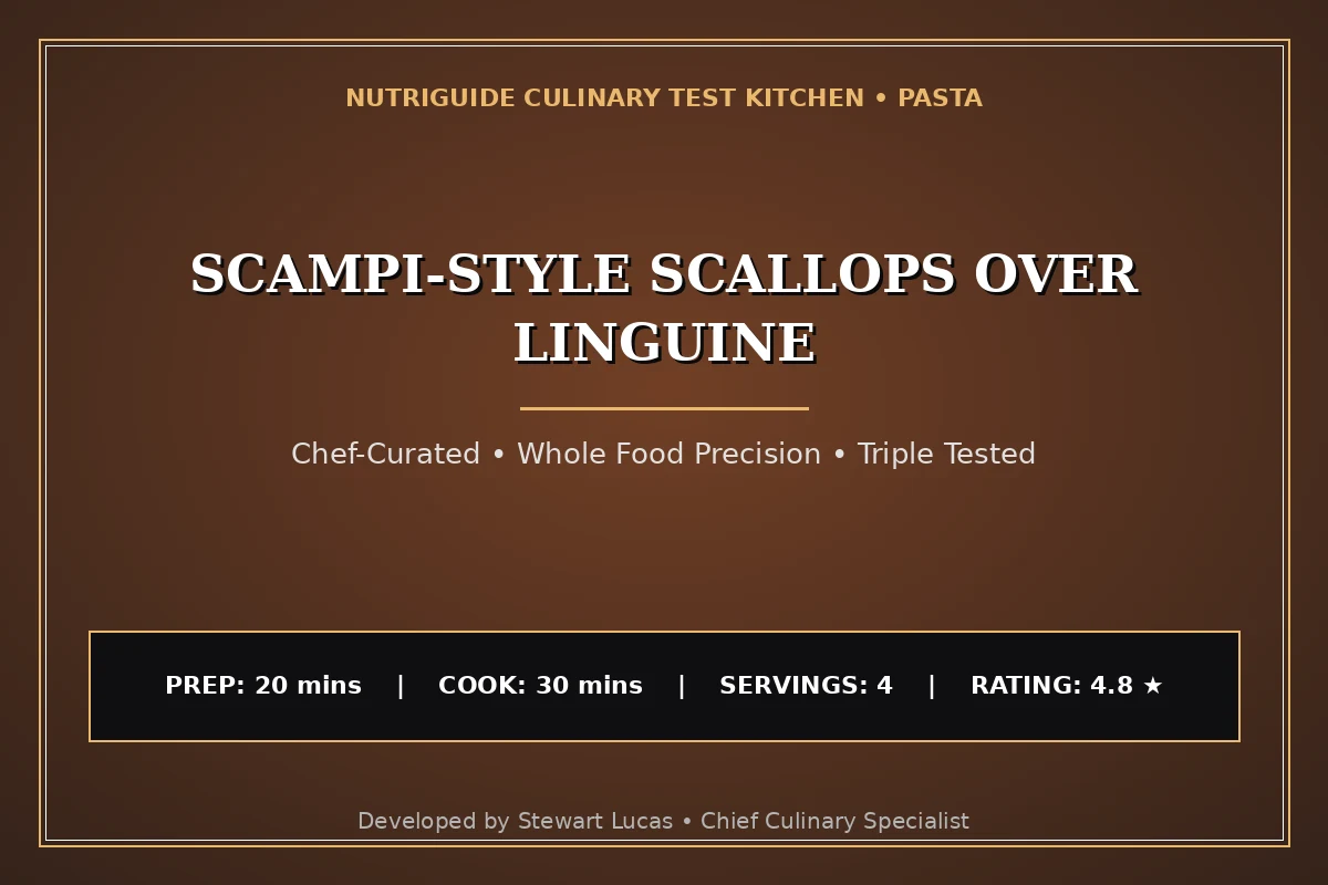 Scampi-Style Scallops Over Linguine