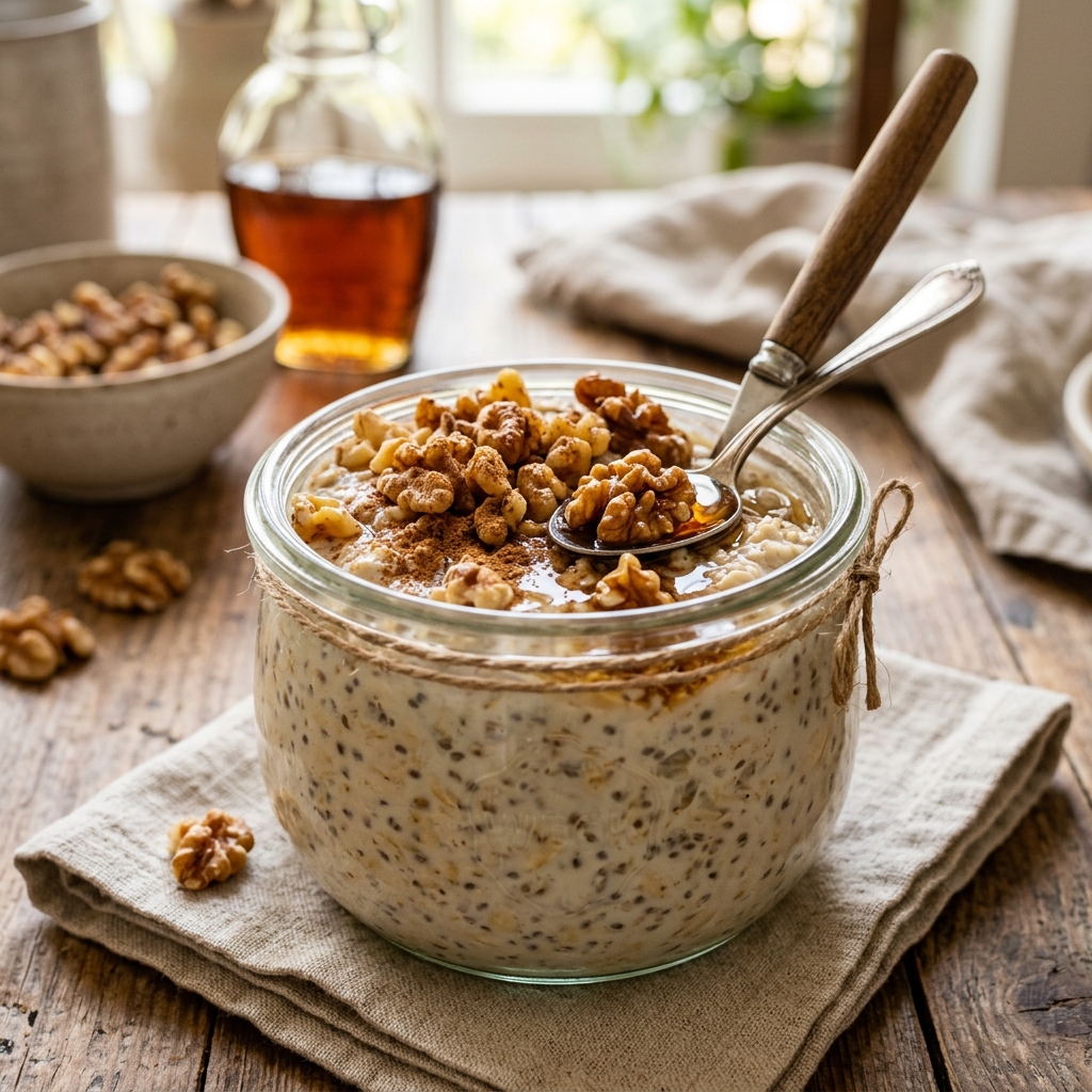 Simple Overnight Oats with Toasted Walnuts