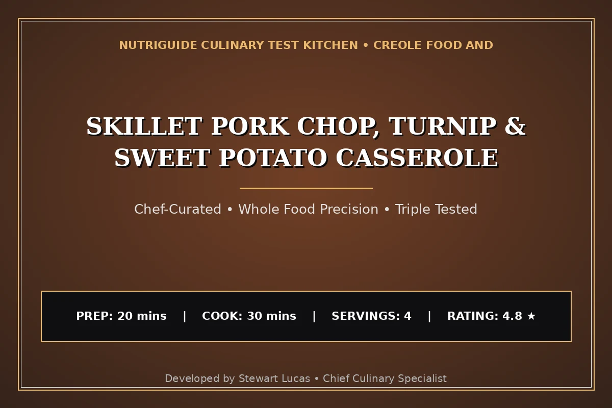 Skillet Pork Chop, Turnip & Sweet Potato Casserole