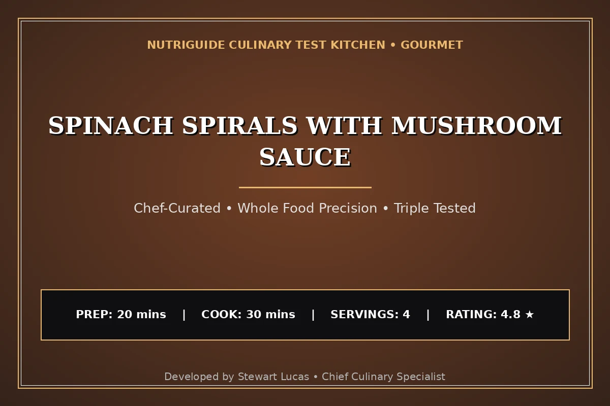 Spinach Spirals With Mushroom Sauce