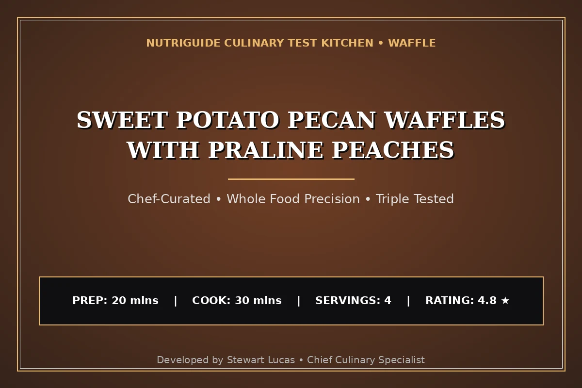 Sweet Potato Pecan Waffles With Praline Peaches