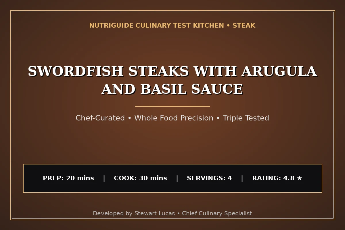 Swordfish Steaks With Arugula And Basil Sauce