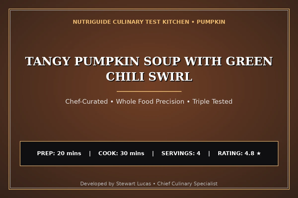 Tangy Pumpkin Soup With Green Chili Swirl
