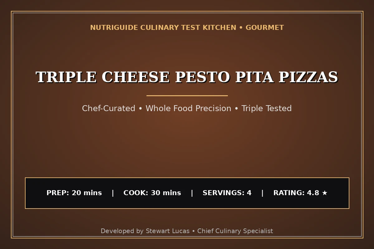 Triple Cheese Pesto Pita Pizzas